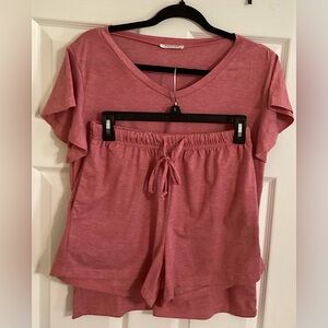 Women's Pjs Set Ruffle Sleeves Sleepwear V-Neck Comfy 2-Piece Pjs Loungewear Set